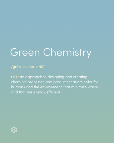 Definition of green chemistry on a light blue background